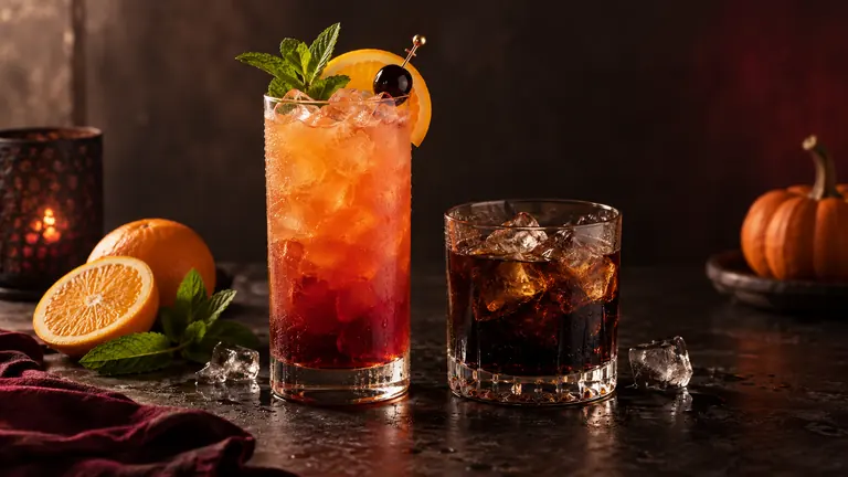 Zombie und Black Russian neben einem kleinen Kürbis