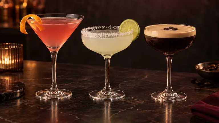 Cosmopolitan, Margarita und Espresso Martini für einen Abend mit Freunden