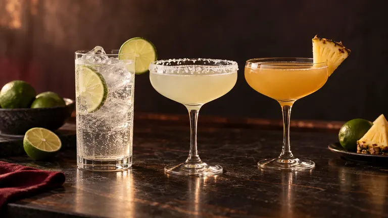 Tequila Soda, Margarita und Matador mit Limette und Ananas